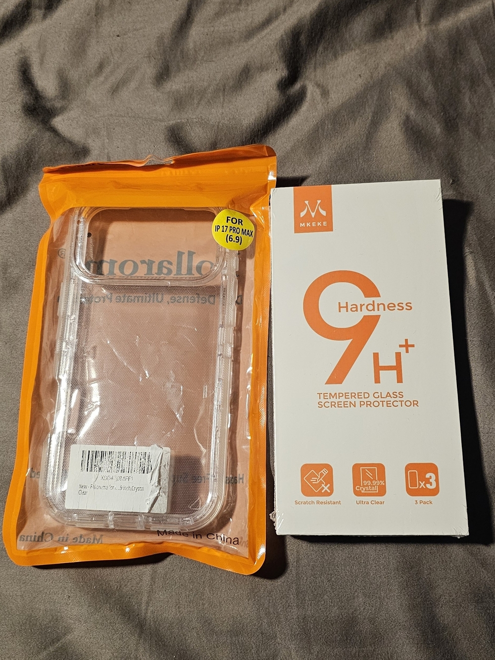 Iphone 17 Pro Max Clear Phone Case & Clear Tempered Glass Screen Protector